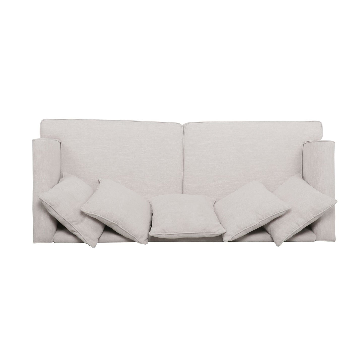 Beige Modern 73.5 Loveseat Upholstered Sofa with Pillows amd Wood Legs for Living Room