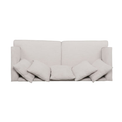 Beige Modern 73.5 Loveseat Upholstered Sofa with Pillows amd Wood Legs for Living Room