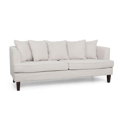 Beige Modern 73.5 Loveseat Upholstered Sofa with Pillows amd Wood Legs for Living Room