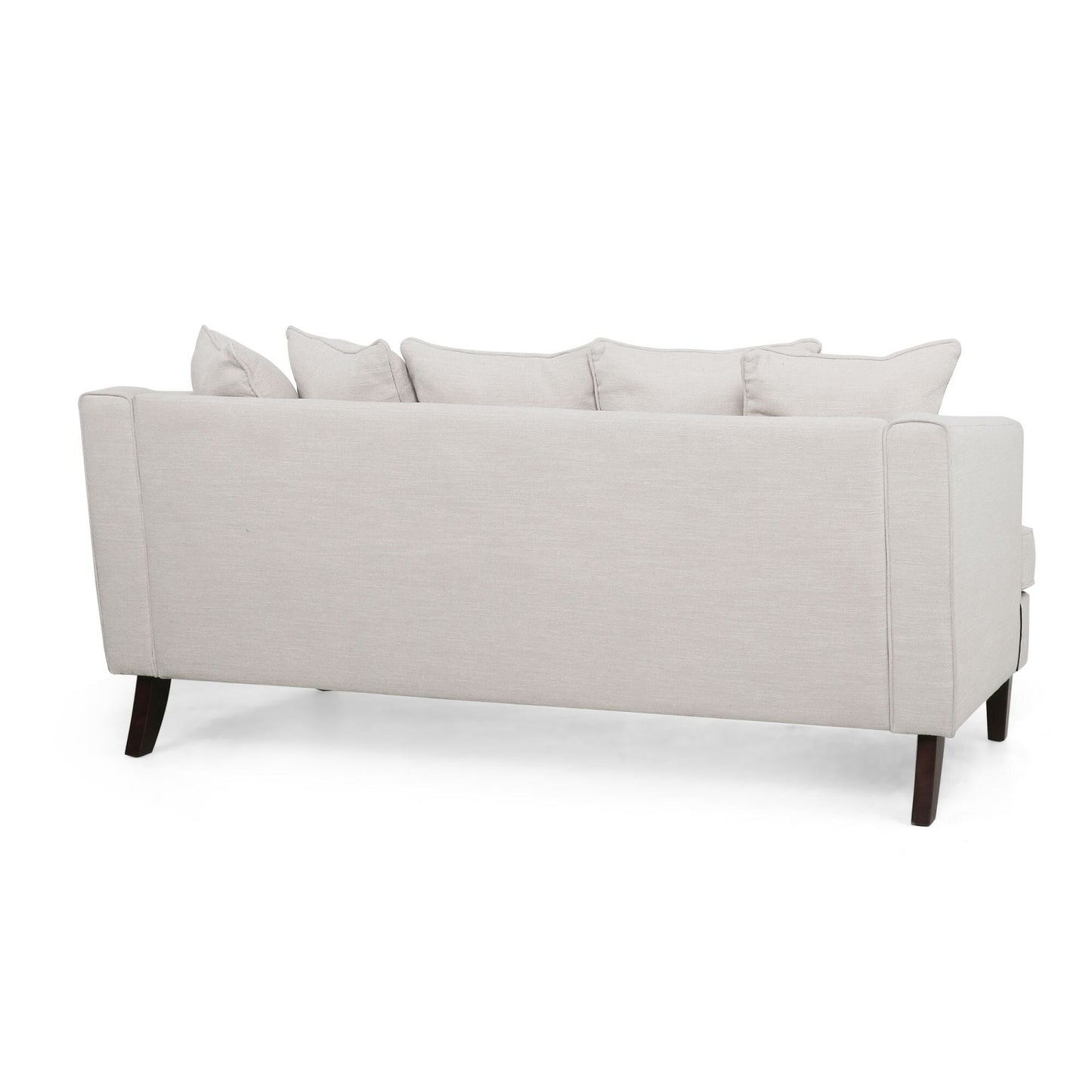 Beige Modern 73.5 Loveseat Upholstered Sofa with Pillows amd Wood Legs for Living Room