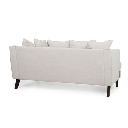 Beige Modern 73.5 Loveseat Upholstered Sofa with Pillows amd Wood Legs for Living Room