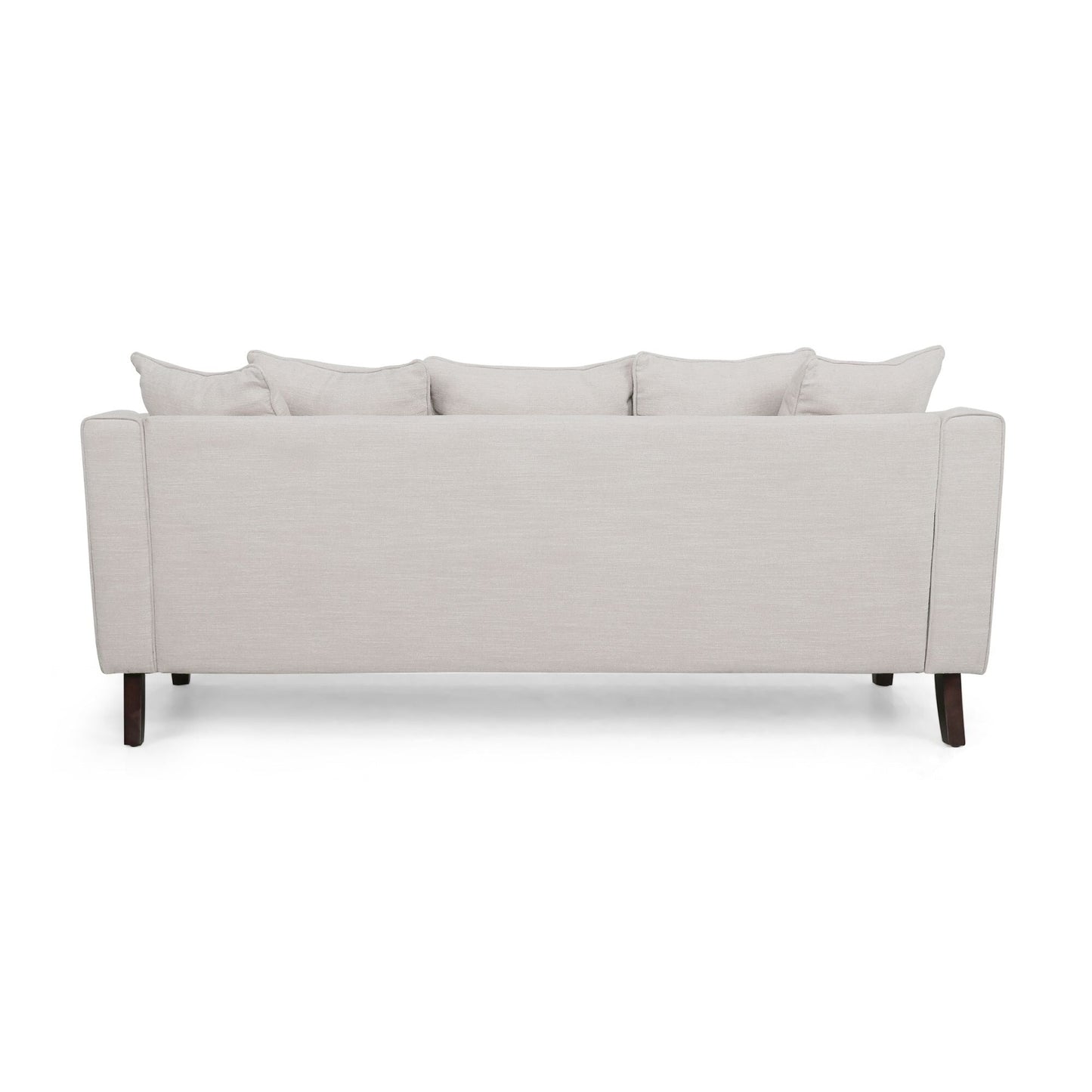 Beige Modern 73.5 Loveseat Upholstered Sofa with Pillows amd Wood Legs for Living Room