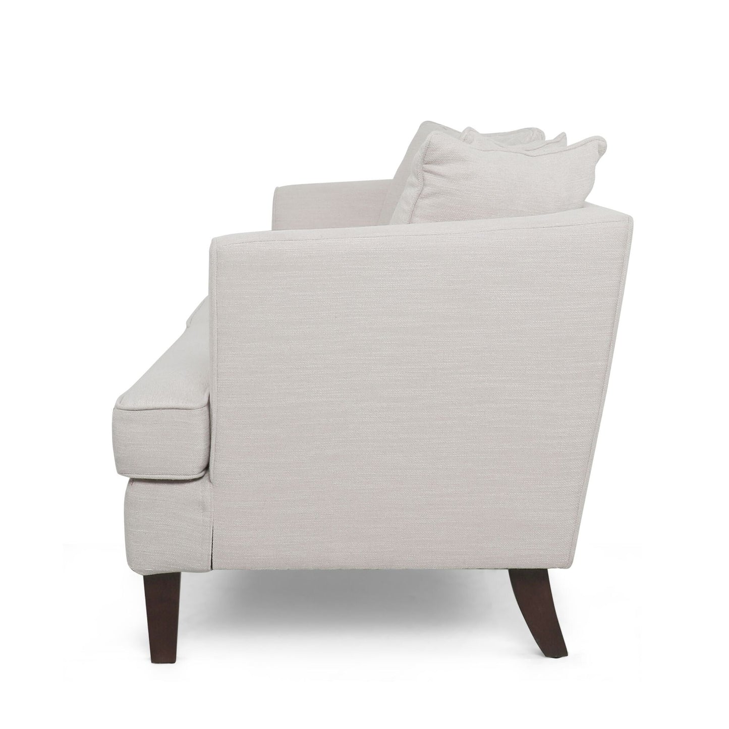 Beige Modern 73.5 Loveseat Upholstered Sofa with Pillows amd Wood Legs for Living Room