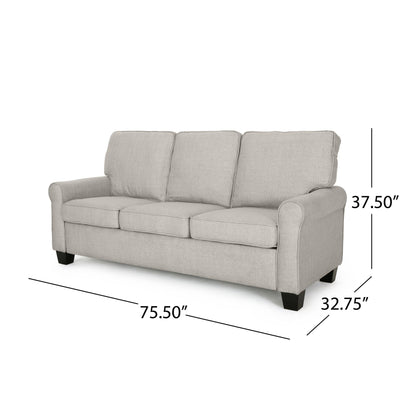 Beige Modern 75.5 3-seater Sofa with Overstuffed Cushions and Tapered Black Legs for Living Room