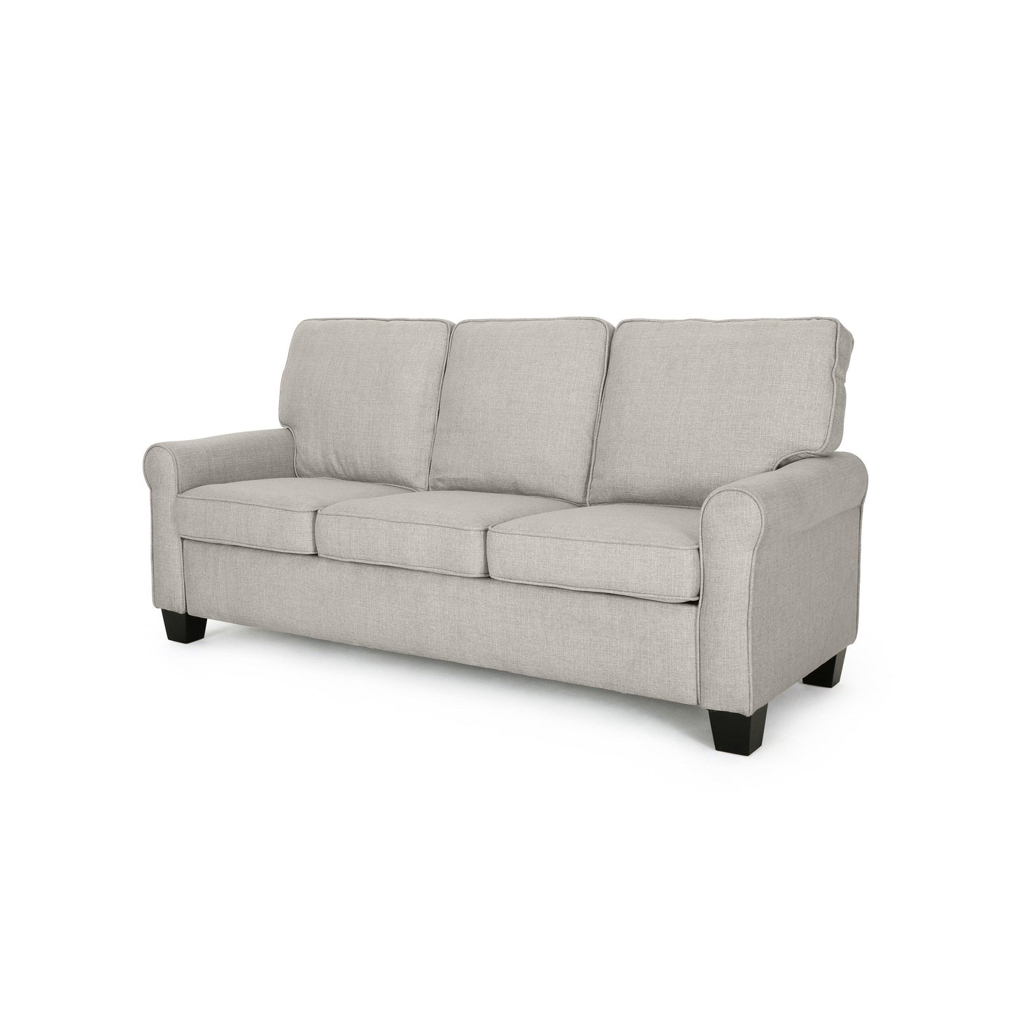 Beige Modern 75.5 3-seater Sofa with Overstuffed Cushions and Tapered Black Legs for Living Room