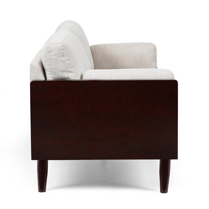 Beige Modern 77.25 3-seater Sofa with Wood Legs and Exposed Wood Frame for Living Room