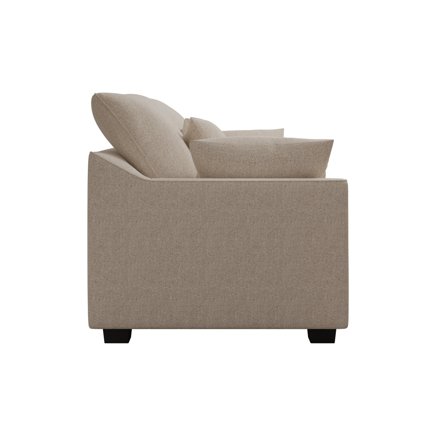 Beige Modern 78.7 Polyester 3-seater Sofa with Pillows and Solid Wood Legs for Living Room