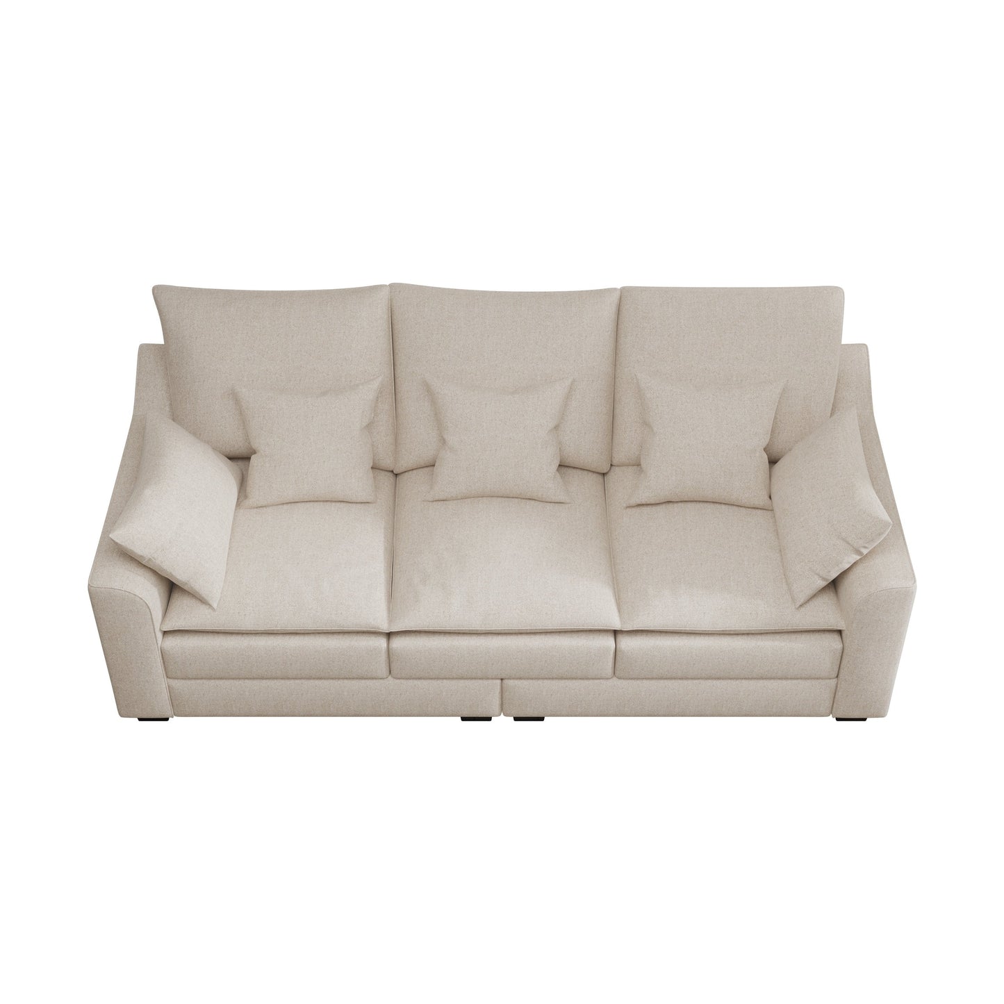 Beige Modern 78.7 Polyester 3-seater Sofa with Pillows and Solid Wood Legs for Living Room