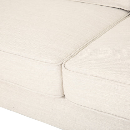 Beige Modern 82.5 3-seater Sofa with Birch Wood Legs and Side Pillows for Living Room