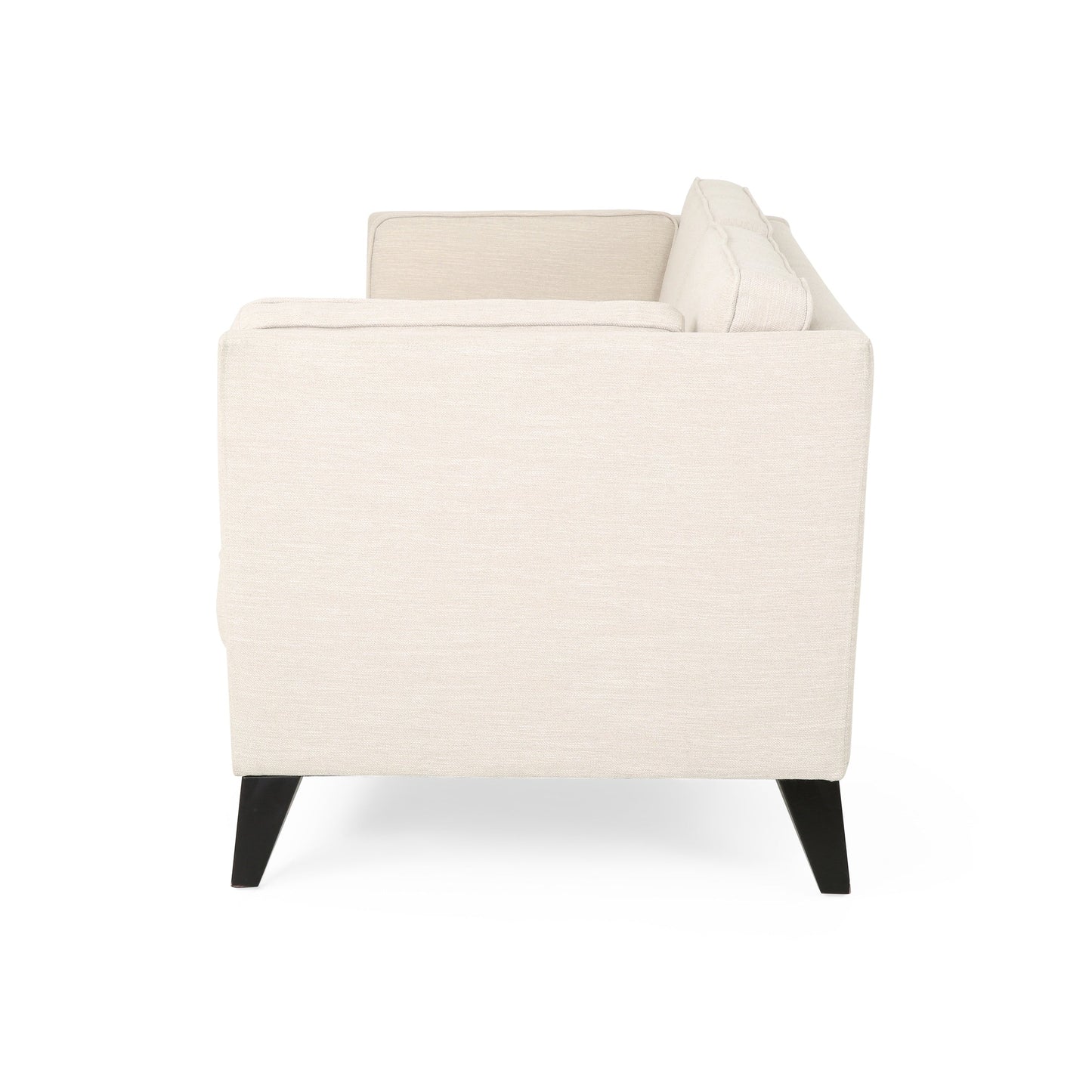 Beige Modern 82.5 3-seater Sofa with Birch Wood Legs and Side Pillows for Living Room