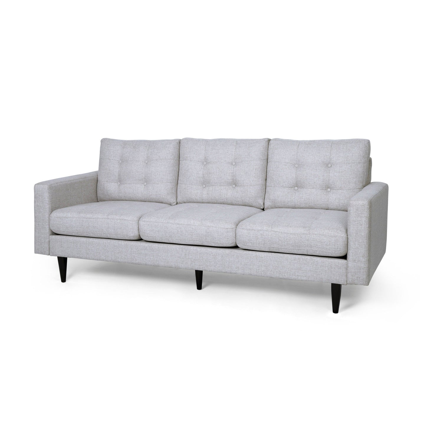 Beige Modern 82.75 Button Tufted 3-seater Sofa with Birch Wood Legs for Living Room