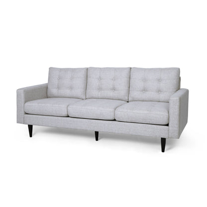 Beige Modern 82.75 Button Tufted 3-seater Sofa with Birch Wood Legs for Living Room