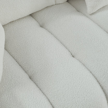 Beige Modern 82 Fabric 3 Seater Sofa Couch with Solid Wood Frame, High-Resilience Foam Cushions, and 3 Back Pillows