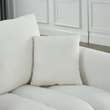 Beige Modern 82 Fabric 3 Seater Sofa Couch with Solid Wood Frame, High-Resilience Foam Cushions, and 3 Back Pillows
