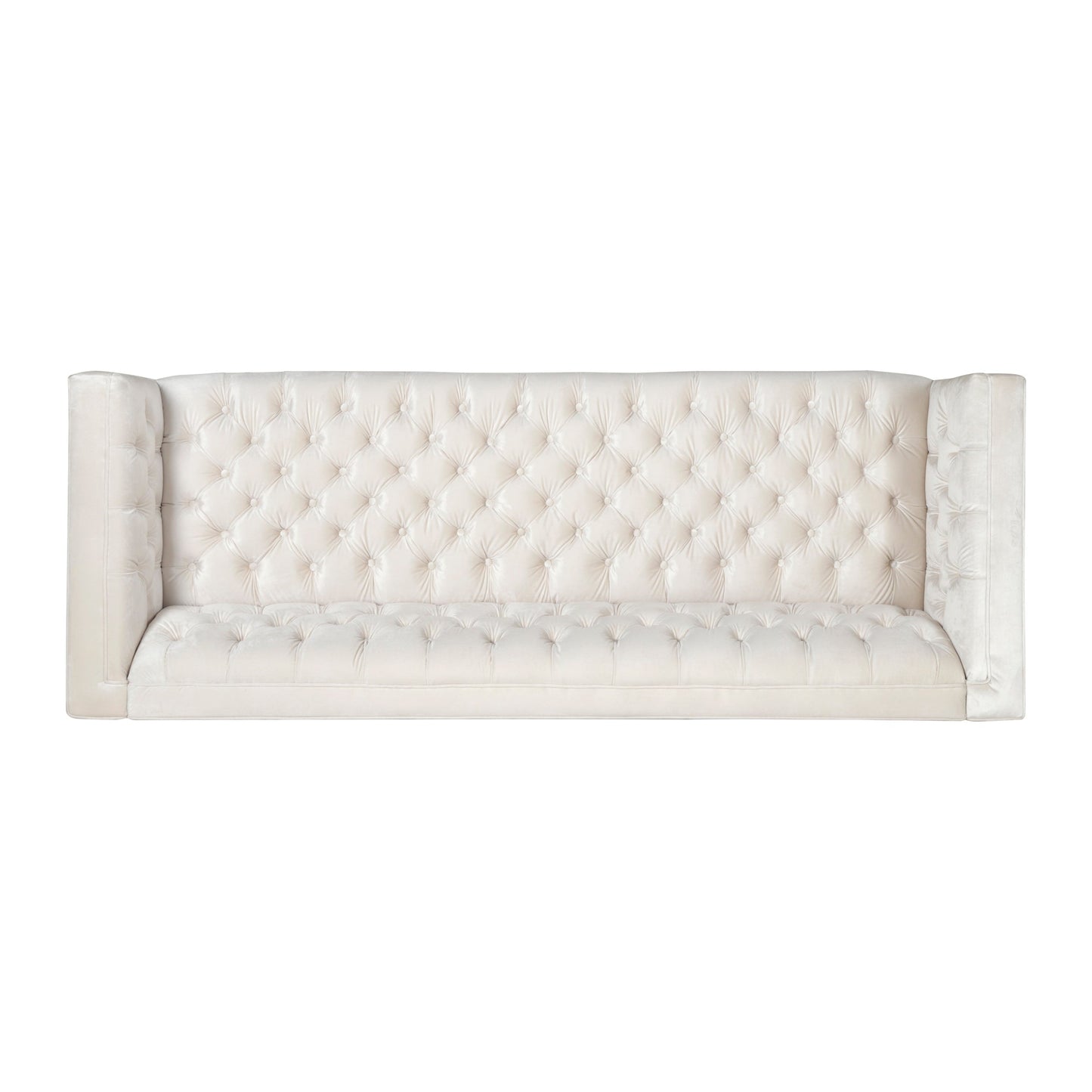 Beige Modern 86.75 Faux Leather Button Tufted 3-seater Sofa with Smooth T-shaped Iron Legs for Living Room