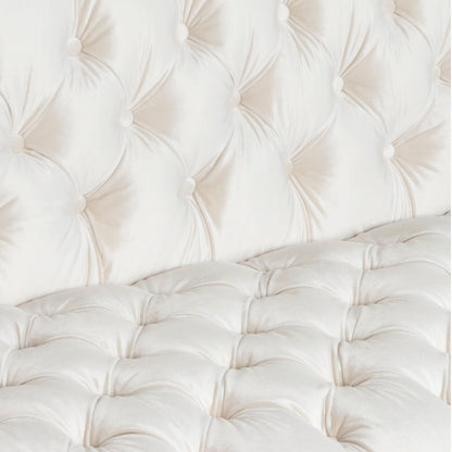 Beige Modern 86.75 Faux Leather Button Tufted 3-seater Sofa with Smooth T-shaped Iron Legs for Living Room
