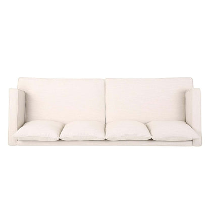 Beige Modern 86 3-seater Sofa with Wood Legs and Tufted Back for Living Room