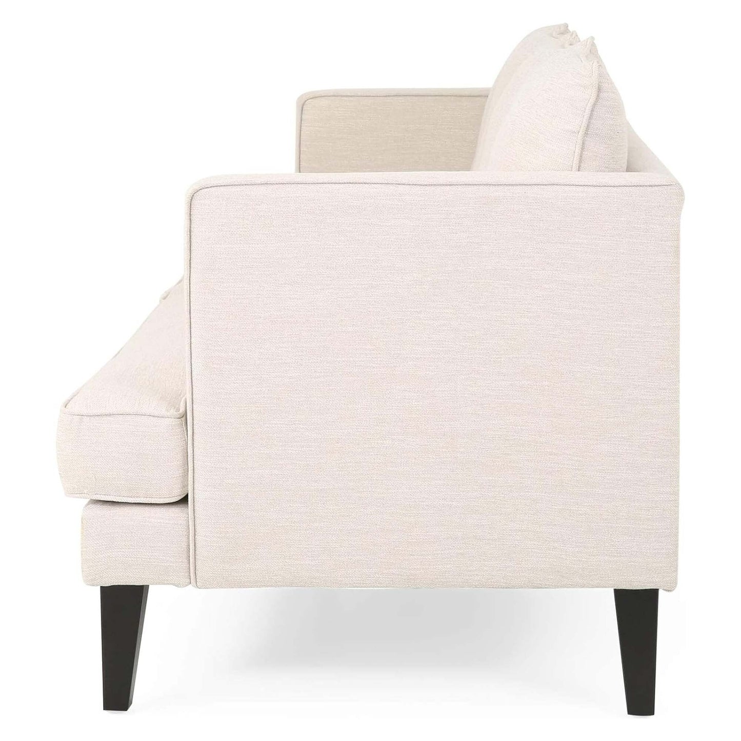 Beige Modern 86 3-seater Sofa with Wood Legs and Tufted Back for Living Room