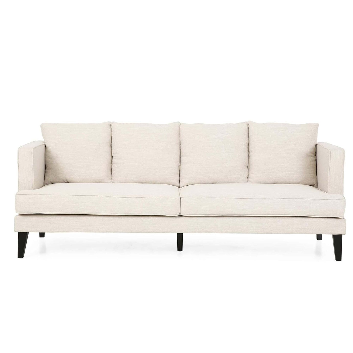 Beige Modern 86 3-seater Sofa with Wood Legs and Tufted Back for Living Room