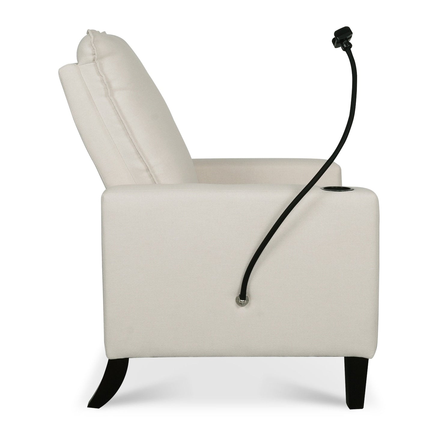 Beige Modern Fabric Manual Adjustable Recliner Chair with Mobile Phone Holder, Cup Holder, and Footrest