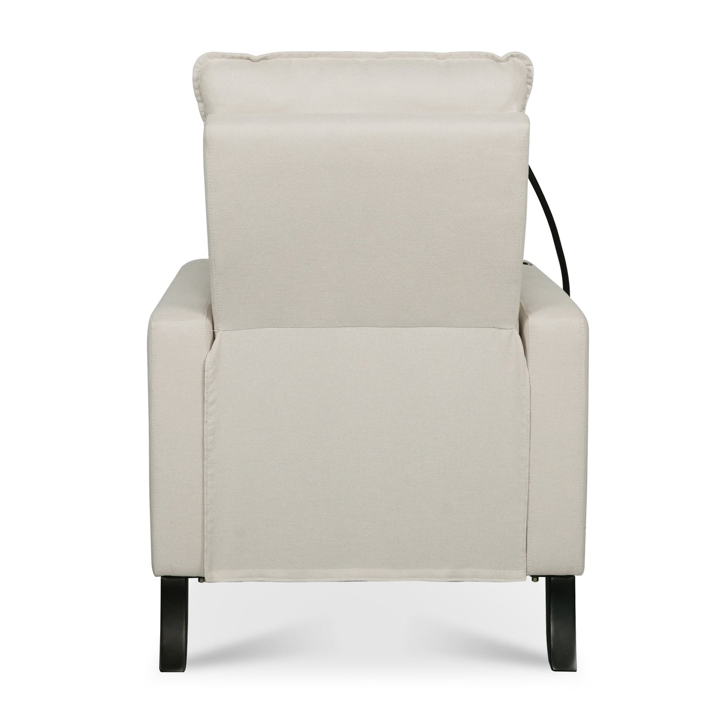 Beige Modern Fabric Manual Adjustable Recliner Chair with Mobile Phone Holder, Cup Holder, and Footrest