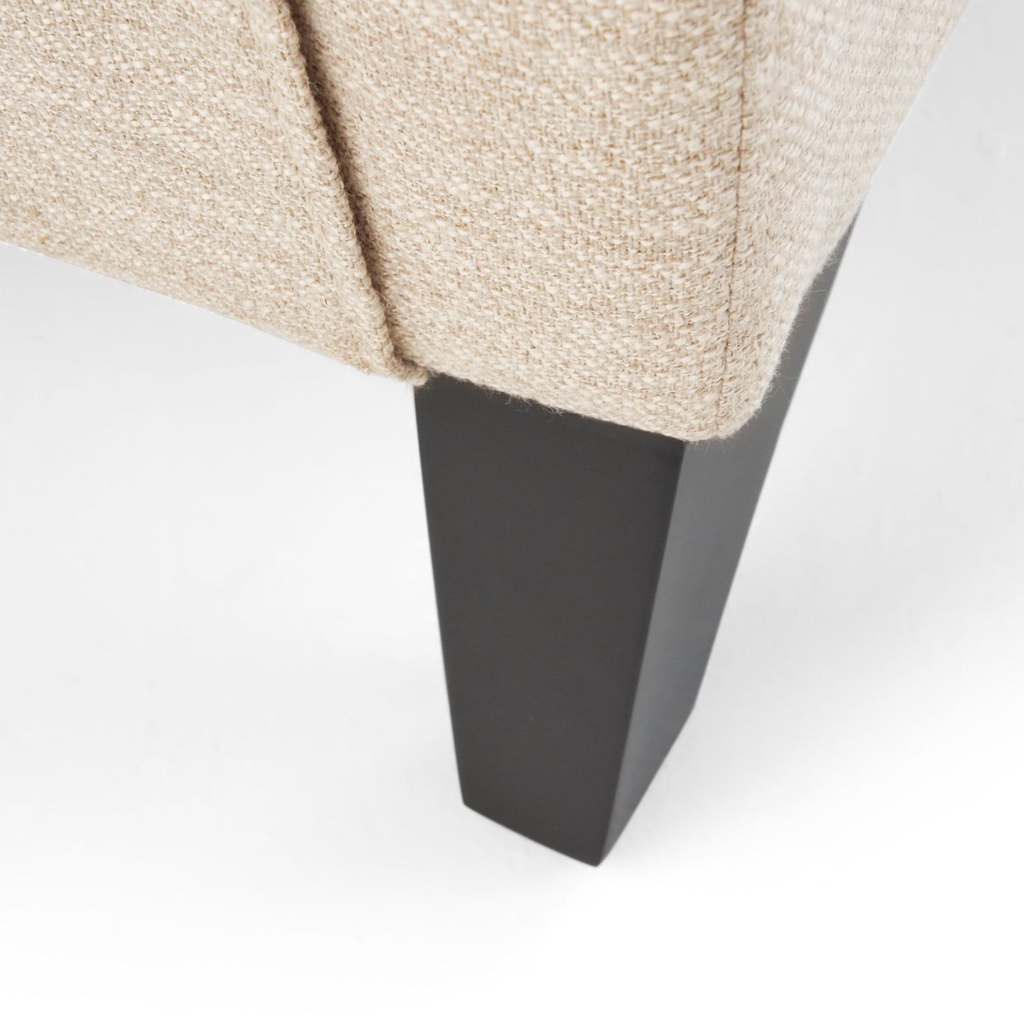 Beige Modern Fabric Push-Back Recliner with Footrest, Nailhead Accents, Birch Wood Legs