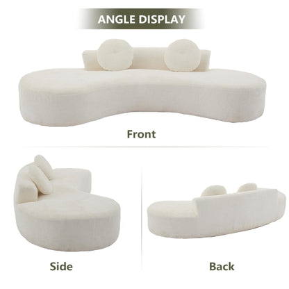 Beige Modern Minimalist 105.5 Curved Corduroy Cloud Sofa with 2 Pillows, No Assembly Required