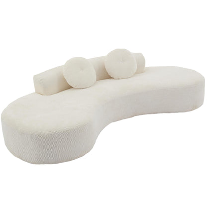 Beige Modern Minimalist 105.5 Curved Corduroy Cloud Sofa with 2 Pillows, No Assembly Required