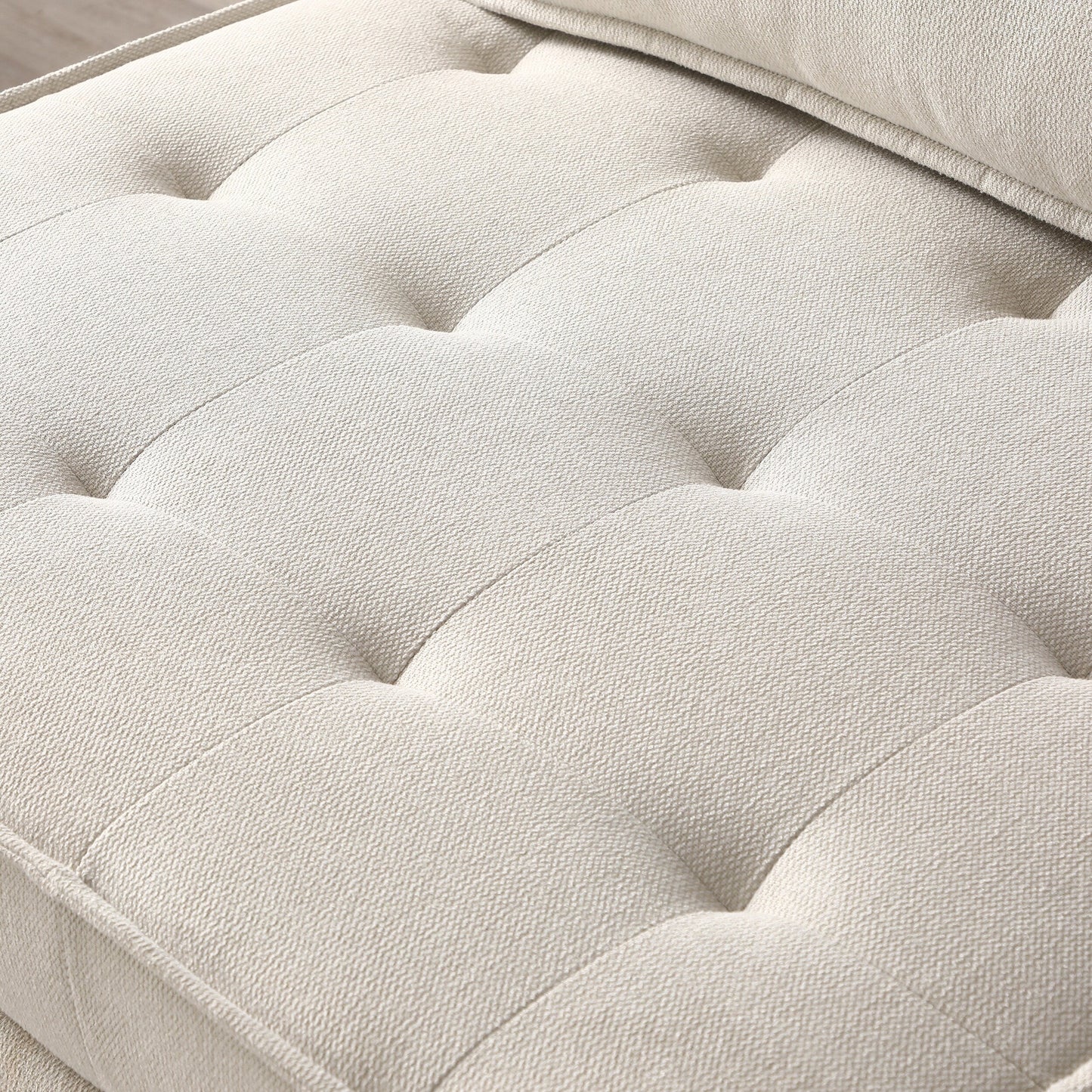 Beige Ottoman Pull Out Sofa Bed with Adjustable Backrest