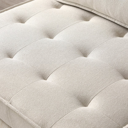 Beige Ottoman Pull Out Sofa Bed with Adjustable Backrest