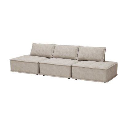 Beige Oversized 3-piece Chenille Modular Square Sofa Set with High-Density Foam Cushions, Free Combination