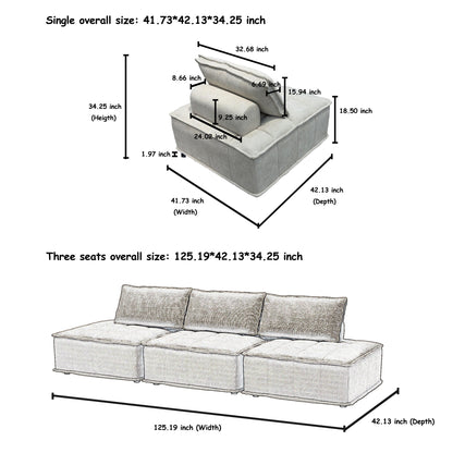 Beige Oversized 6-piece Chenille Modular Square Sofa Set with High-Density Foam Cushions, Free Combination