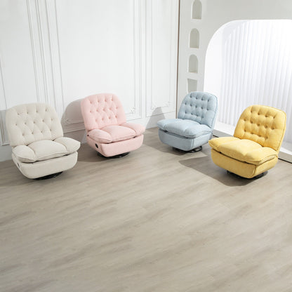 Beige Oversized Chenille Upholstered 360Â° Swivel Glider Rocking Manual Recliner with Extended Footrest and Tufted Back