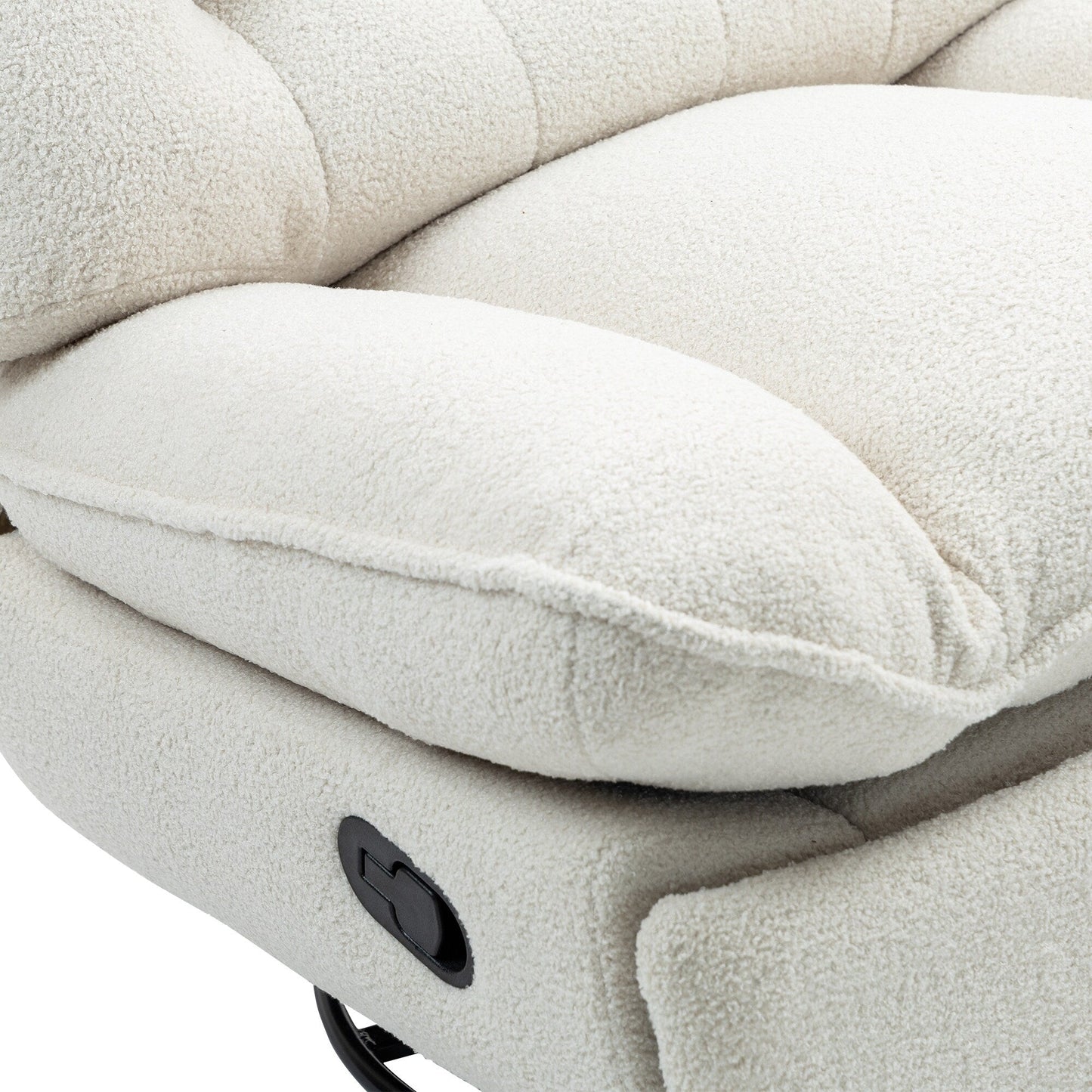Beige Oversized Chenille Upholstered 360Â° Swivel Glider Rocking Manual Recliner with Extended Footrest and Tufted Back