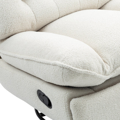Beige Oversized Chenille Upholstered 360Â° Swivel Glider Rocking Manual Recliner with Extended Footrest and Tufted Back