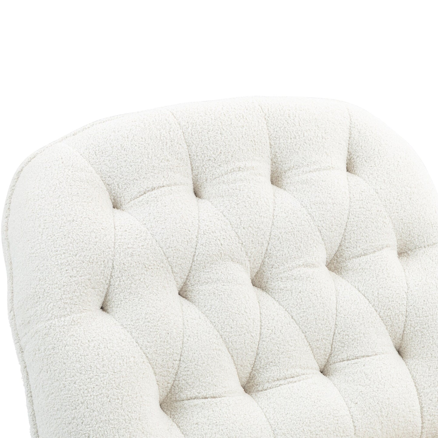 Beige Oversized Chenille Upholstered 360Â° Swivel Glider Rocking Manual Recliner with Extended Footrest and Tufted Back