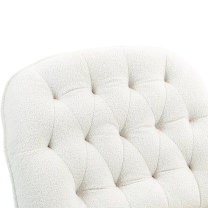 Beige Oversized Chenille Upholstered 360Â° Swivel Glider Rocking Manual Recliner with Extended Footrest and Tufted Back