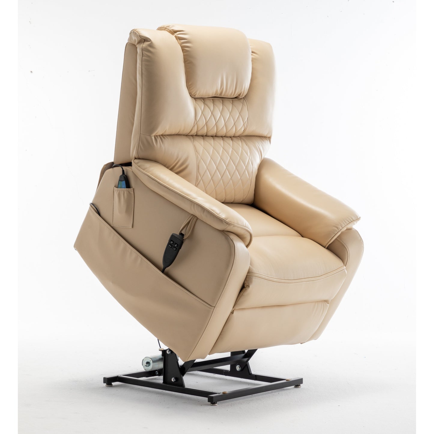 Beige Oversized Electric Recliner with OKIN Motor and 180° Lay Flat