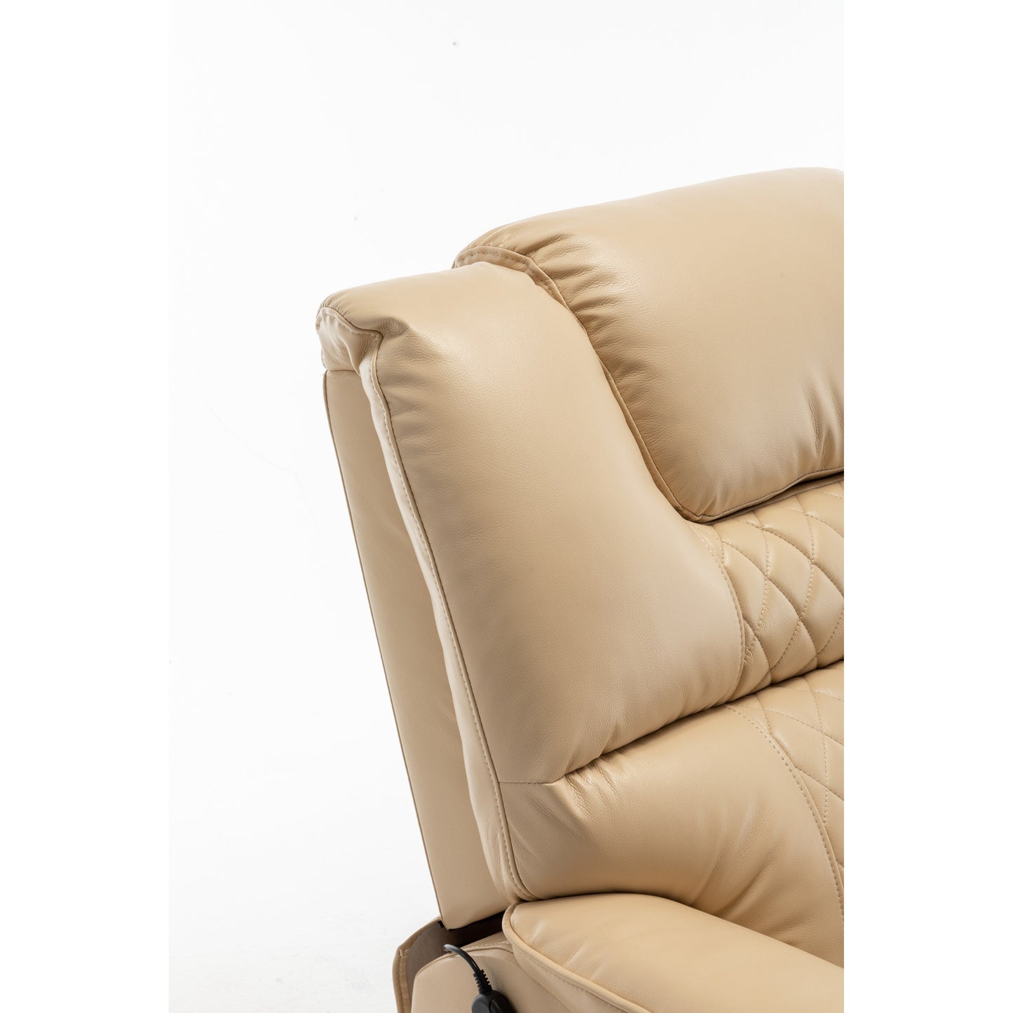Beige Oversized Electric Recliner with OKIN Motor, 180° Lay Flat Function, Extra-Wide Seat, and Side Storage Pockets