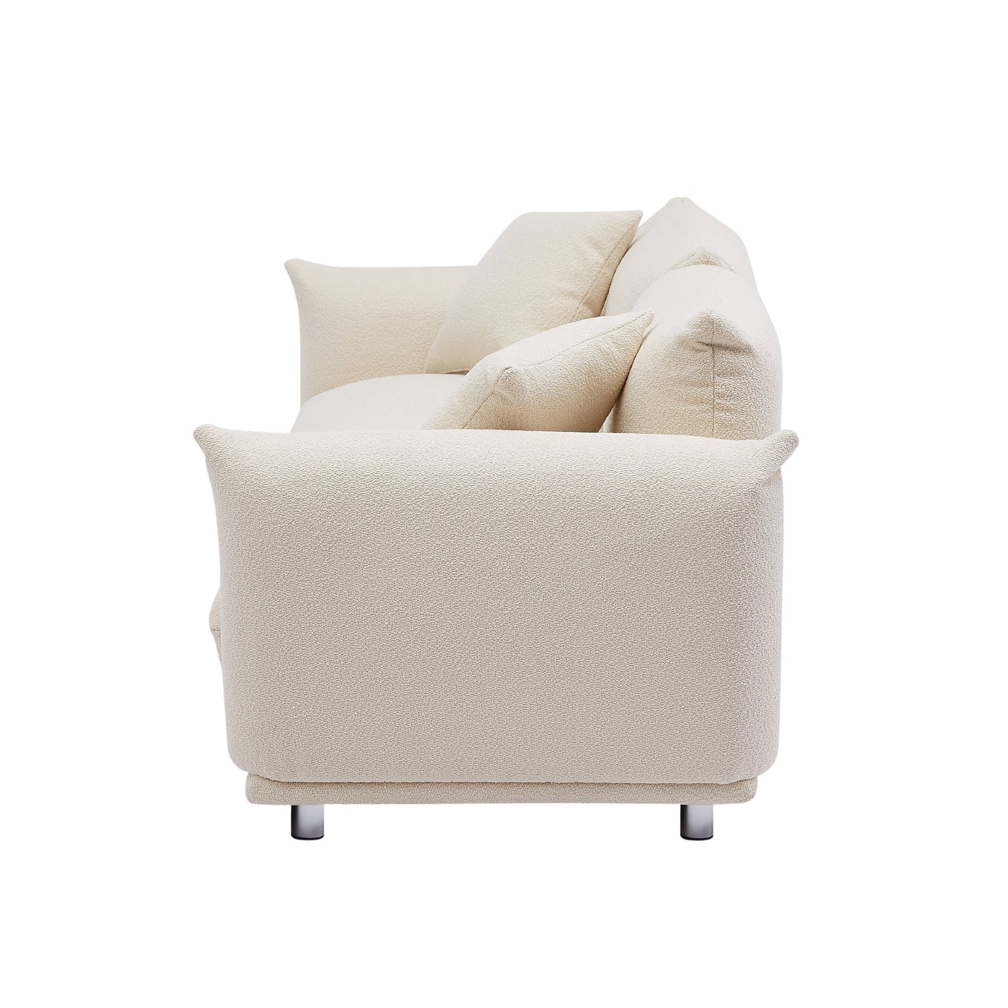 Beige Oversized Loveseat Sofa with Metal Legs