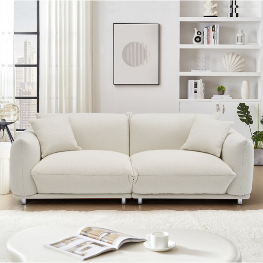 Beige Oversized Loveseat Sofa with Metal Legs