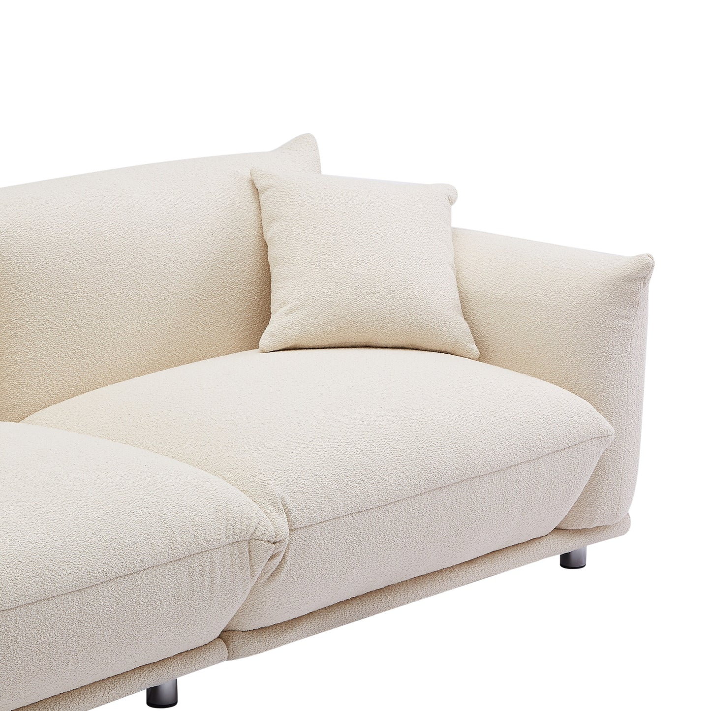 Beige Oversized Loveseat Sofa with Metal Legs