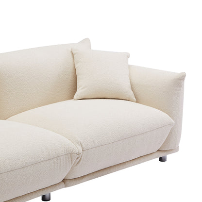 Beige Oversized Loveseat Sofa with Metal Legs