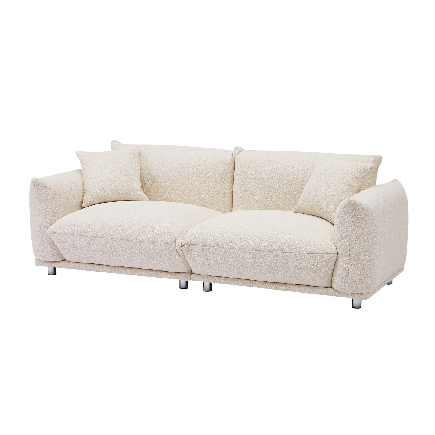 Beige Oversized Loveseat Sofa with Metal Legs