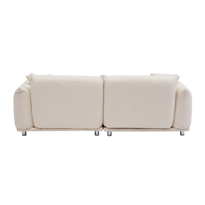 Beige Oversized Loveseat Sofa with Metal Legs