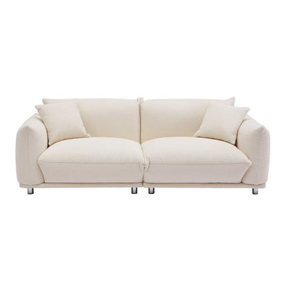 Beige Oversized Loveseat Sofa with Metal Legs