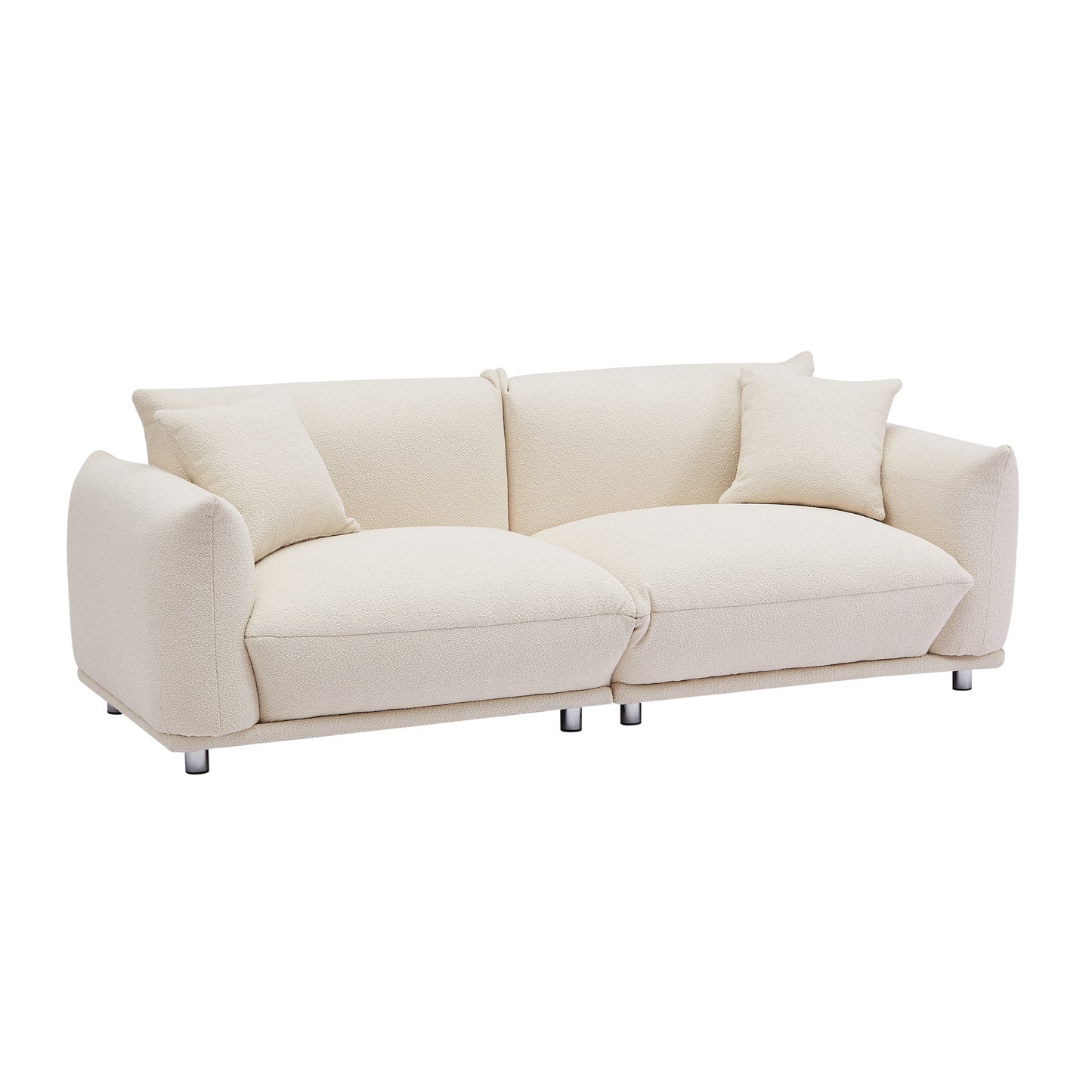 Beige Oversized Loveseat Sofa with Metal Legs