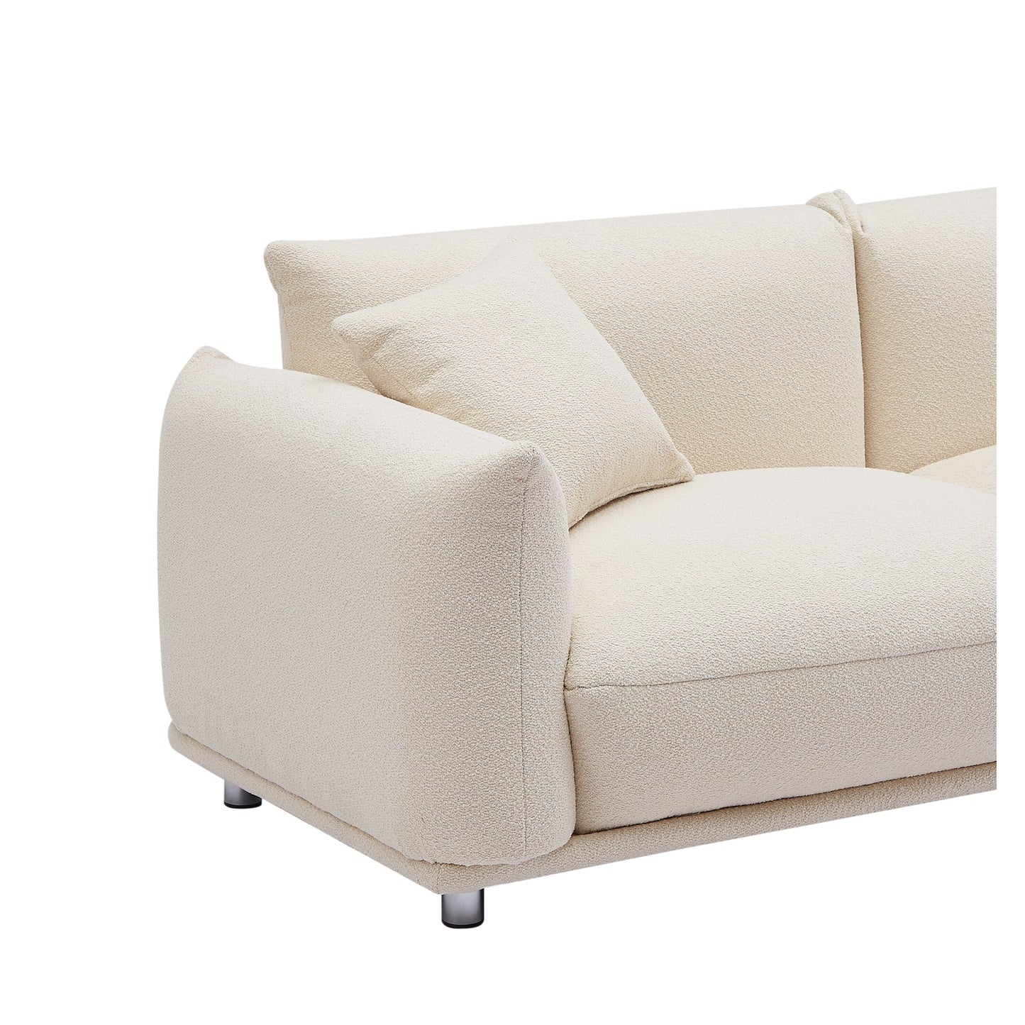 Beige Oversized Loveseat Sofa with Metal Legs