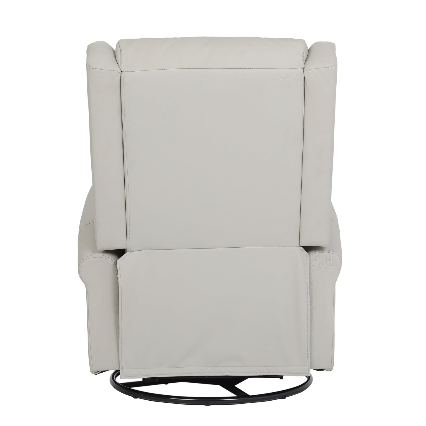 Beige PU Leather Upholstered 360Â° Swivel Manual Recliner with Adjustable Backrest and Footrest, Nailhead decoration