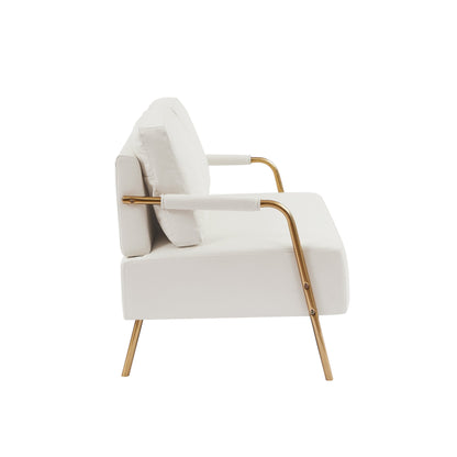 Beige Pet Friendly Fabric Loveseat Sofa with Removable Cushion